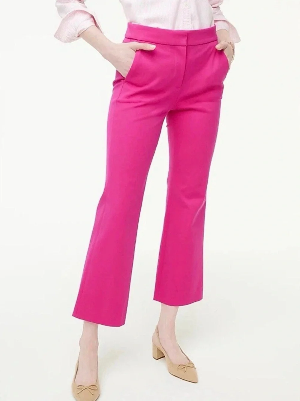 J. Crew Bright Fuchsia Cropped Boot-Cut Pants